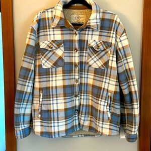Sage Ladies' Plush Plaid Shirt Jacket